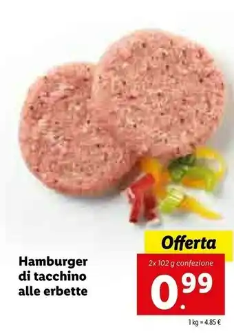 Lidl Hamburger Di Tacchino Alla Erbette offerta