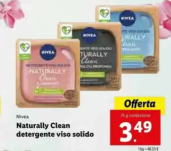 Lidl Nivea Naturally Clean Detergente Viso Solido offerta