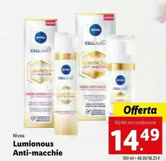 Lidl Nivea Lumionous Anti-macchie offerta