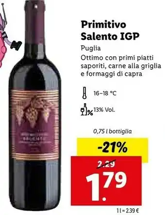 Lidl Primitivo Salento IGP offerta