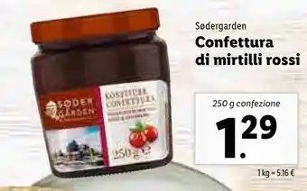 Lidl Sodergarden Confettura Di Mirtilli Rossi 250 G offerta