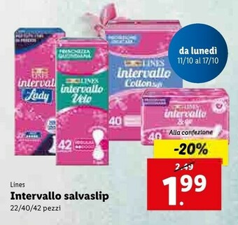 Lidl Lines Intervallo Salvaslip offerta