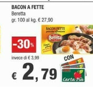 Crai Fratelli Beretta - Bacon Fette Pancetta Affumicata 100 G(ml) offerta