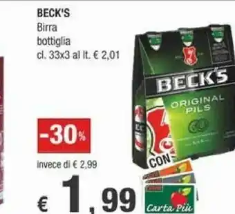 Crai Beck's - Birra 330 G(ml) offerta