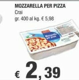 Crai Crai Mozzarella Per Pizza 400g offerta