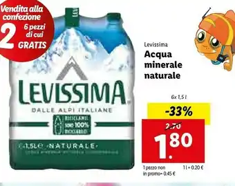 Lidl Levissima Acqua Minerale Naturale 1500 G(ml) offerta