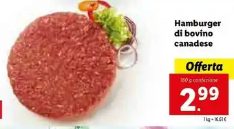 Lidl Hamburger Di Bovino Canadese offerta