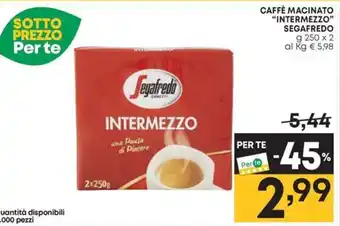 Pam CAFFÈ MACINATO "INTERMEZZO" SEGAFREDO g 250 x 2 offerta