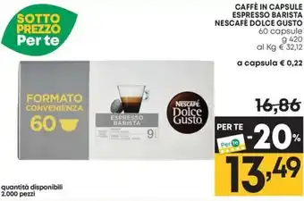 Pam CAFFÈ IN CAPSULE ESPRESSO BARISTA NESCAFÈ DOLCE GUSTO 60 capsule g 420 offerta