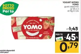 Pam YOGURT INTERO YOMO gusti assortiti g 125 x 2 offerta