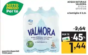Pam ACQUA NATURALE VALMORA It 1,5 x 6 offerta