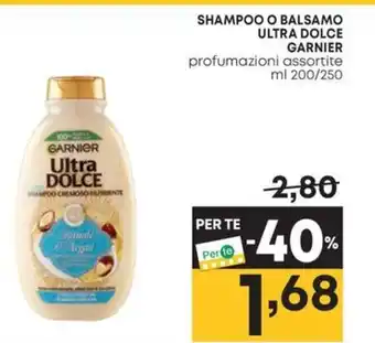 Pam SHAMPOO O BALSAMO ULTRA DOLCE GARNIER profumazioni assortite ml 200/250 offerta