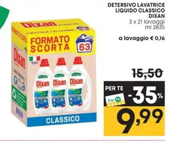 Pam DETERSIVO LAVATRICE LIQUIDO CLASSICO DIXAN 3 x 21 lavaggi ml 2835 offerta