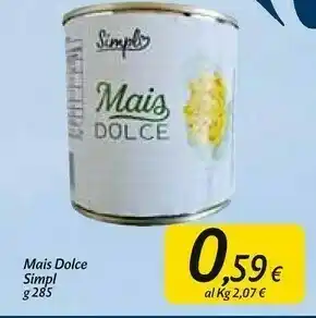Carrefour Market Simpl Mais Dolce 285 G offerta