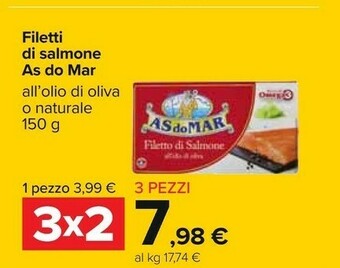 Carrefour Asdomar Filetti Di Salmone All'Olio Di Oliva 150 G(ml) offerta