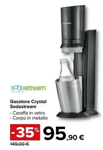 Sodastream Crystal Metallo, Plastica Acciaio Inossidabile, Bianco Gasatore