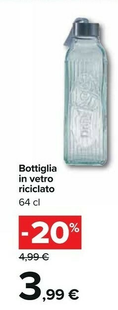 Carrefour Bottiglia In Vetro Riciclato offerta
