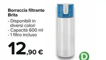 Carrefour Brita 1020102 Borraccia 600 Ml Uso Quotidiano Rosa, Trasparente offerta