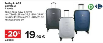 Carrefour Carrefour Trolley In Abs 4 Ruote offerta