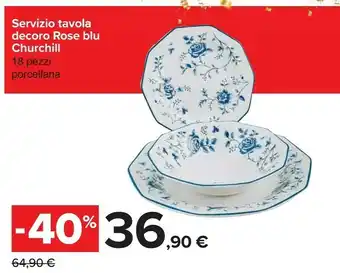 Carrefour Churchill Servizio Tavola Decoro Rose Blu offerta