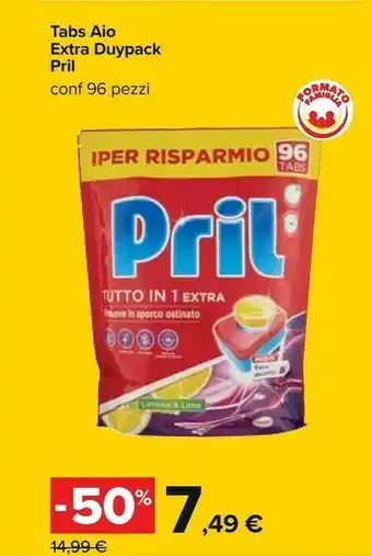 Carrefour Pril Tabs Aio Extra Duypack offerta
