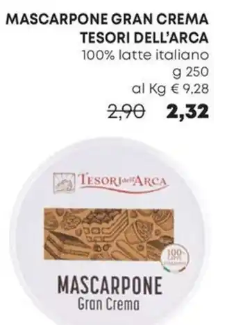 Pam MASCARPONE GRAN CREMA TESORI DELL'ARCA 100% latte italiano g 250 offerta