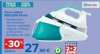 Carrefour Klindo Ferro Caldaia KSG2200 offerta