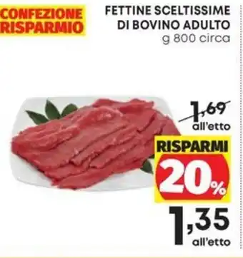 Pam FETTINE SCELTISSIME DI BOVINO ADULTO g 800 circa offerta