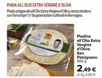 Carrefour San Patrignano - Piada All'Olio Extravergine Di Oliva 500 G(ml) offerta