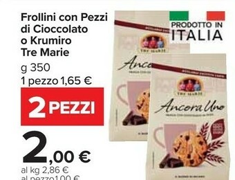 Carrefour Market Tre Marie Ancora Uno Frollino Con Pezzi Di Cioccolato offerta