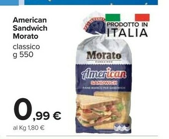 Carrefour Market Morato American Sandwich Grano Duro offerta