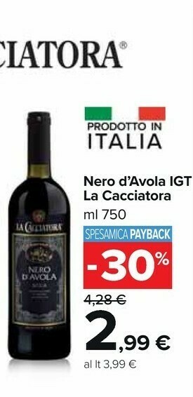 Carrefour Market La cacciatora Nero D'Avola 750 G(ml) offerta