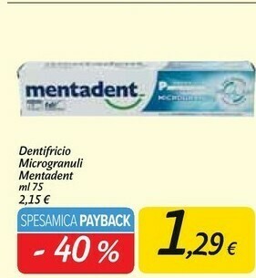 Carrefour Market Mentadent Dentifricio Microgranuli offerta