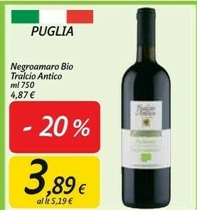 Carrefour Market Tralcio antico Negroamaro Bio offerta