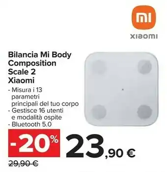 Carrefour Xiaomi Mi Body Composition Scale 2 Bilancia Pesapersone Elettronica Quadrato Trasparente, Bianco offerta