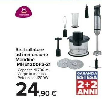 Carrefour Mandine Set Frullatore Ad Immersione MHB1200FS-21 offerta