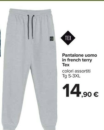 Carrefour Tex Pantalone Uomo In Fresch Terry offerta