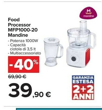 Carrefour Mandine Robot Da Cucina Multifunzione - MFP1000-20 offerta