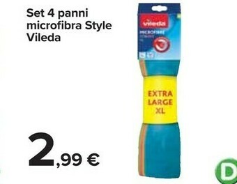 Carrefour Vileda Set 4 Panni Microfibra Style offerta