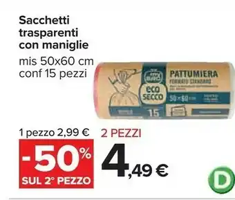 Carrefour Sacchetti Transparenti Con Maniglie offerta