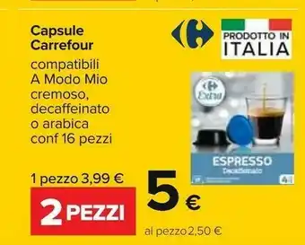 Carrefour Carrefour Capsule Compatibili A Modo Mio Exta Cremoso/decaffeinato O Arabica offerta