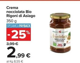 Carrefour Rigoni Di Asiago - Nocciolata Crema Di Cacao E Nocciole Bio 350 G(ml) offerta