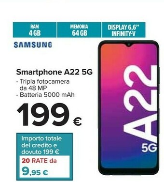 Samsung Galaxy A22 5G SM-A226B 16,8 Cm (6.6") 4 GB 64 GB 5000 MAh Grigio