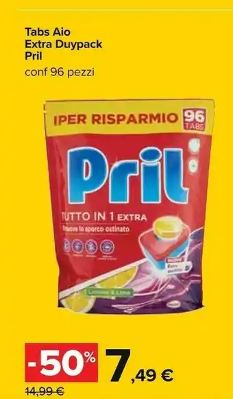 Carrefour Pril Tabs Aio Extra offerta