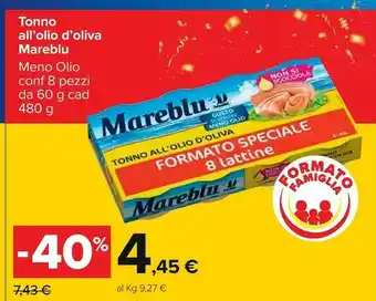 Carrefour Mareblu Tonno All'Olio Di Oliva offerta