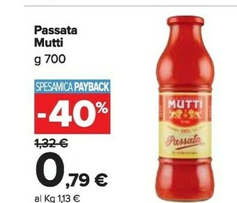 Carrefour Market Mutti Passata Di Pomodoro 700 G(ml) offerta