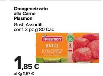 Carrefour Market Plasmon Omogeneizzato Alla Carne offerta