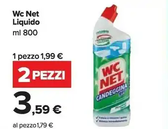 Carrefour Wc net M74542 Detersivo Per Bagno E WC Detersivo Con Candeggina Liquido Bottiglia offerta