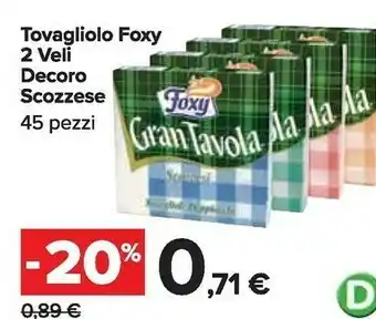 Carrefour Foxy Tovagliolo Decoro Scozzese offerta