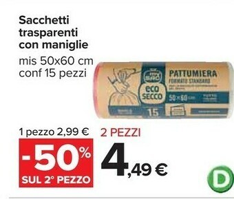 Carrefour Sacchetti Transparenti Con Maniglie offerta